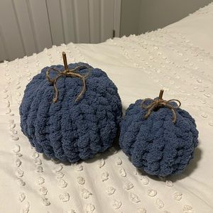 Set of Blue Chunky Pumpkins